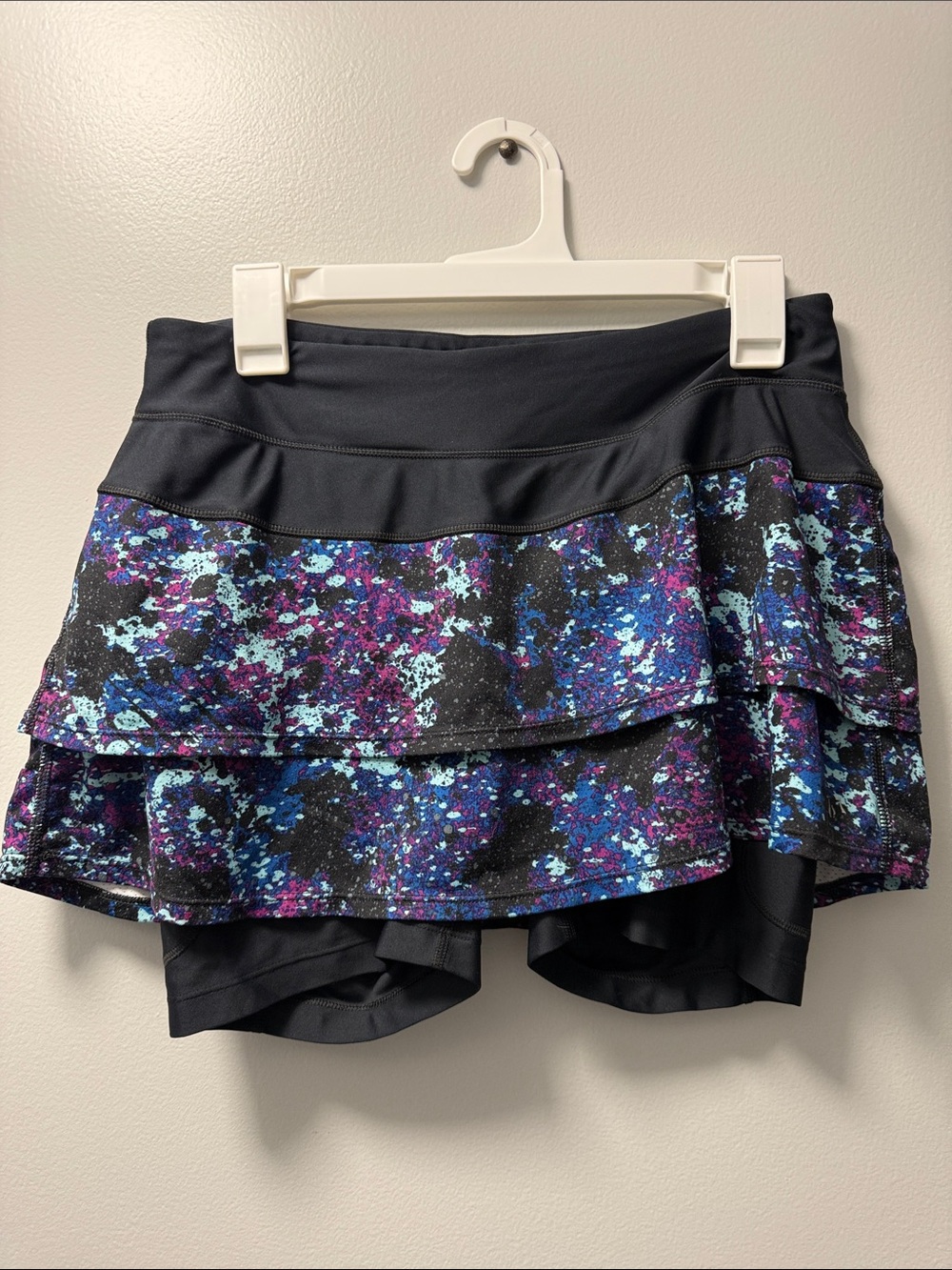 SkirtSports Black Skirt with Blue and Purple Splatter Print